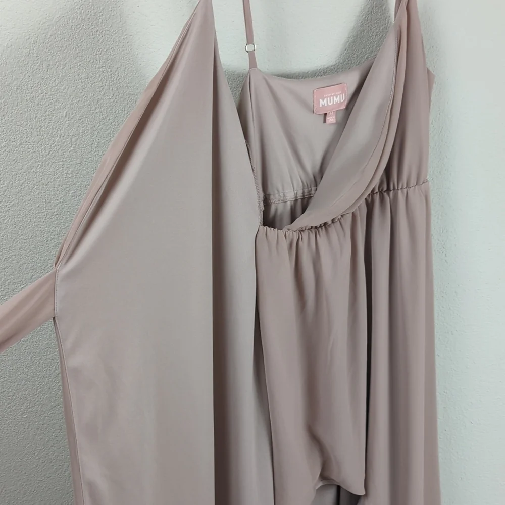 Show Me Your Mumu Liz Maxi Dress Women's Large Soft Beige Chiffon Golden 6
